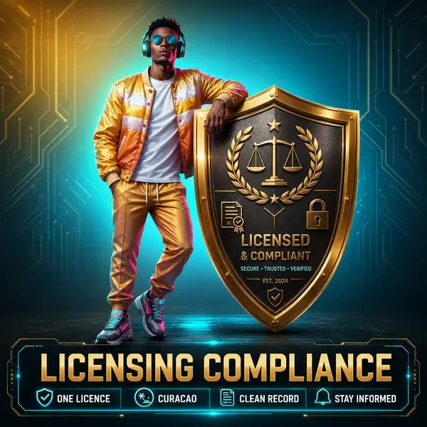Player confidently securing SlotsDJ licensing compliance with protective shield